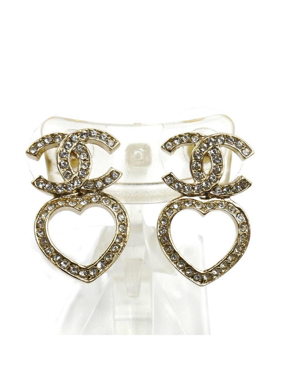 Chanel Cc Logo Heart Earrings Metal #275950C10B
